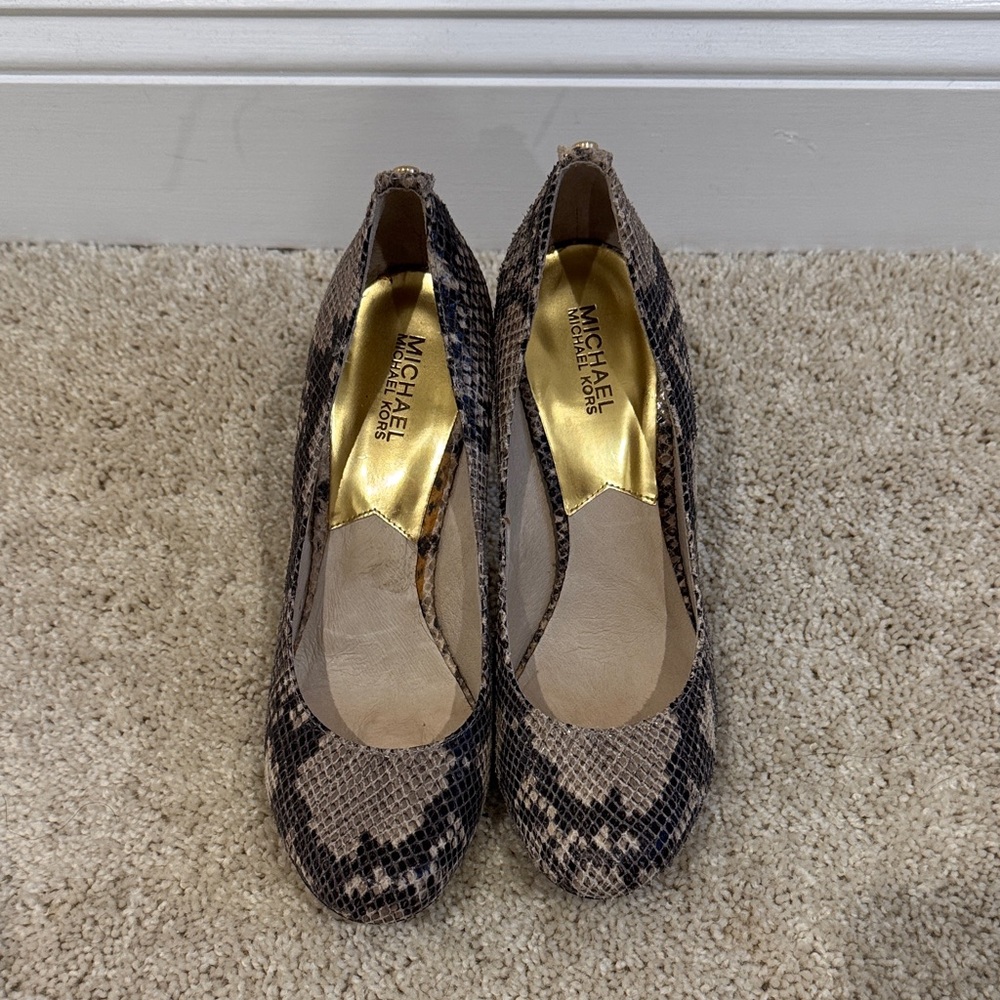 Michael Kors Snakeskin Heels - Tan and Black